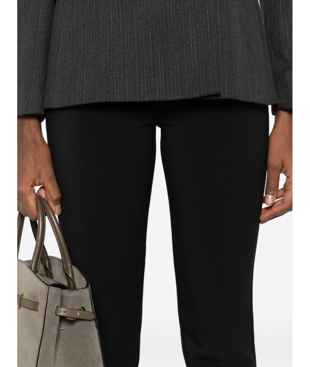ELISABETTA FRANCHI Черные полиэстеровые прямые брюки, фото 3