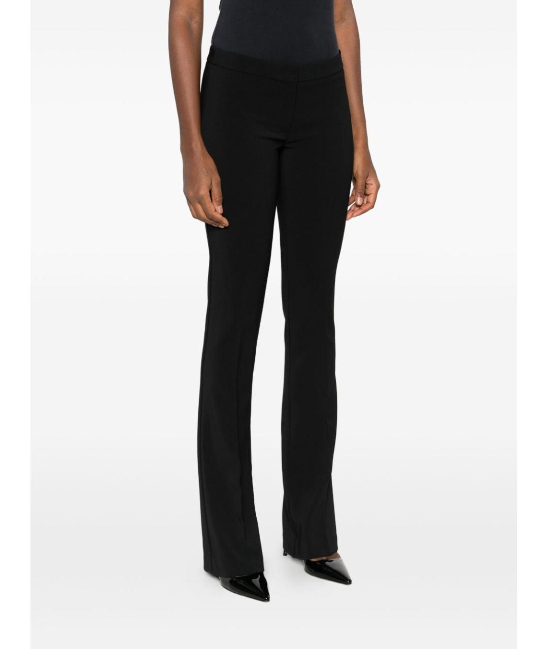 ELISABETTA FRANCHI Черные полиэстеровые прямые брюки, фото 2