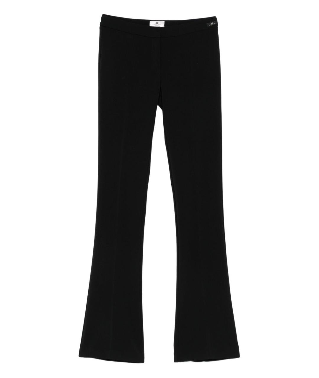 ELISABETTA FRANCHI Черные полиэстеровые прямые брюки, фото 1