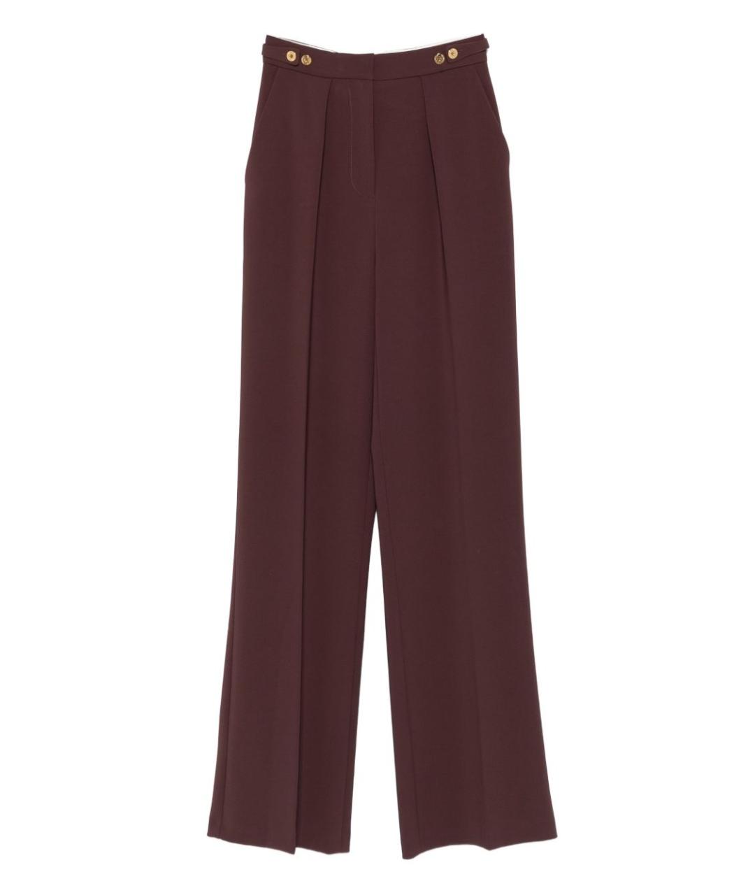 ELISABETTA FRANCHI Бордовые полиэстеровые прямые брюки, фото 1