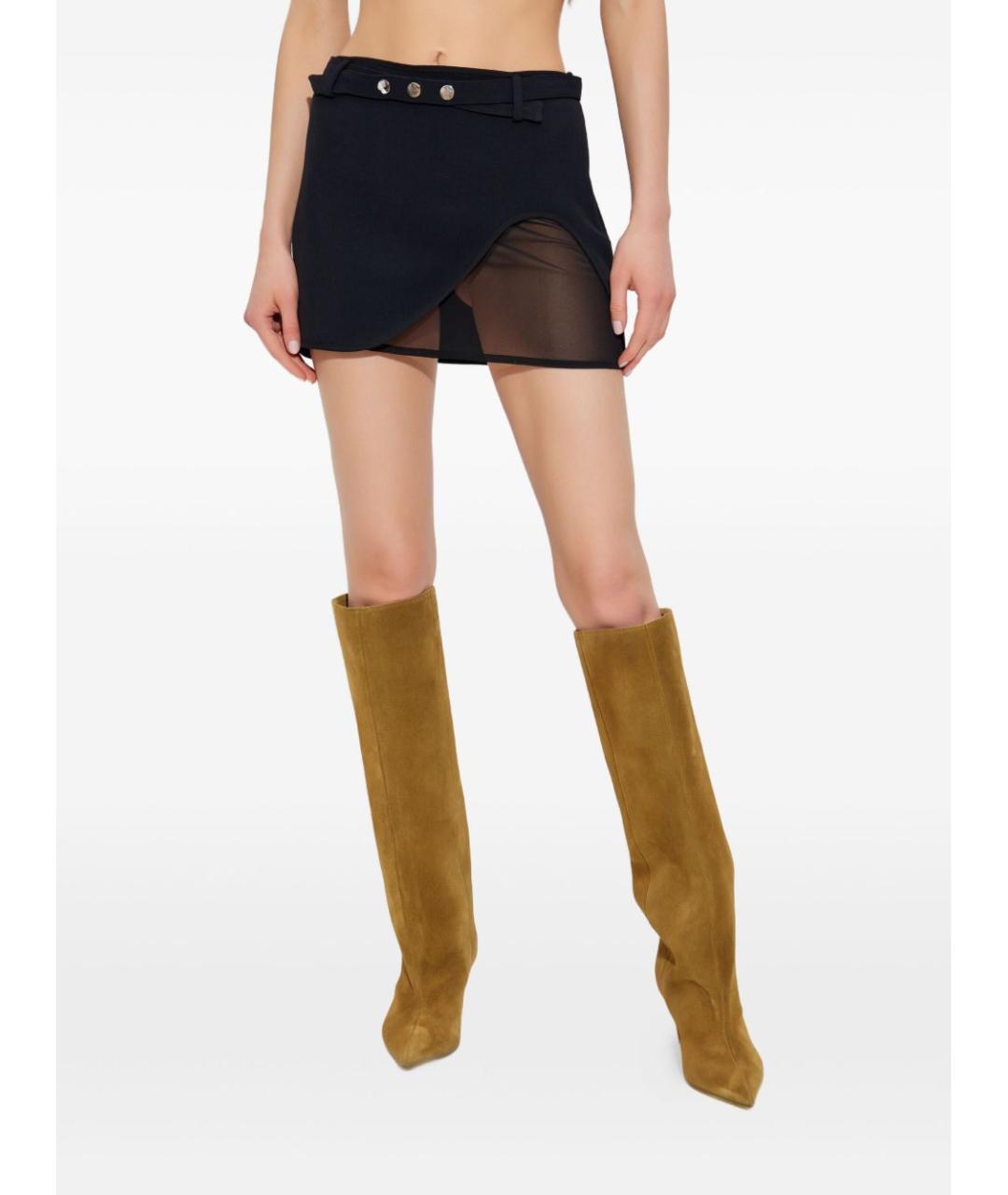 THE ATTICO Черная ацетатная юбка мини, фото 3