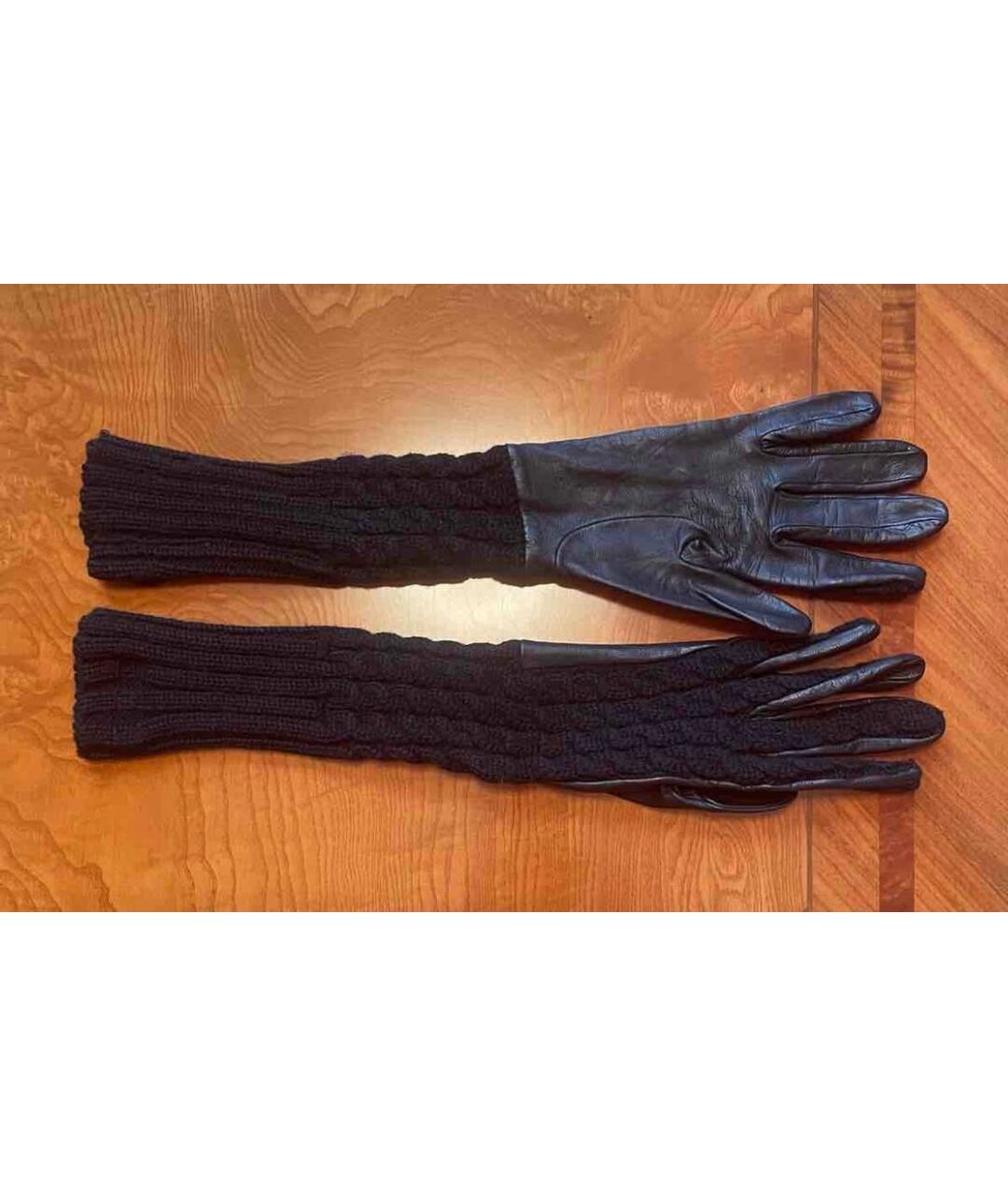 GIORGIO ARMANI Черные шерстяные перчатки, фото 2