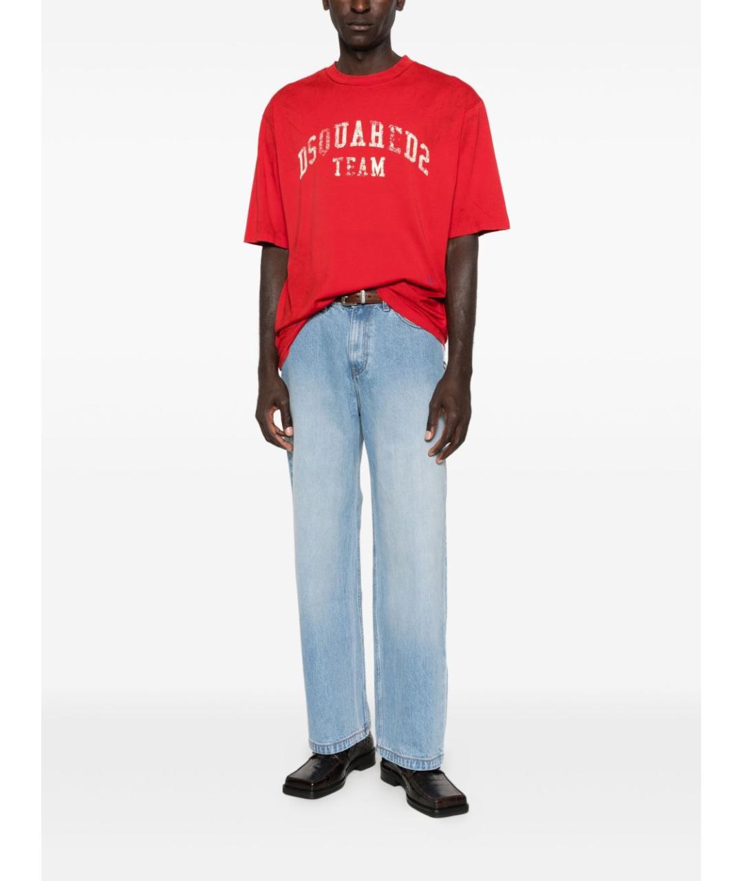 DSQUARED2 Красная хлопковая футболка, фото 2