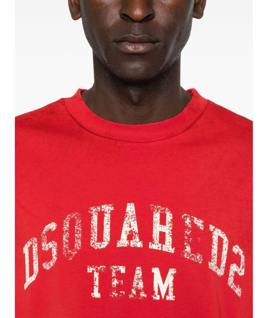 DSQUARED2 Красная хлопковая футболка, фото 4