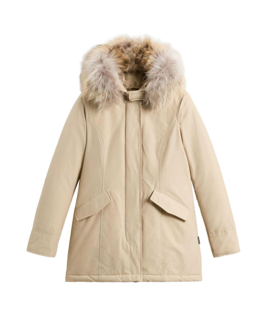 WOOLRICH Бежевая хлопко-эластановая парка, фото 1