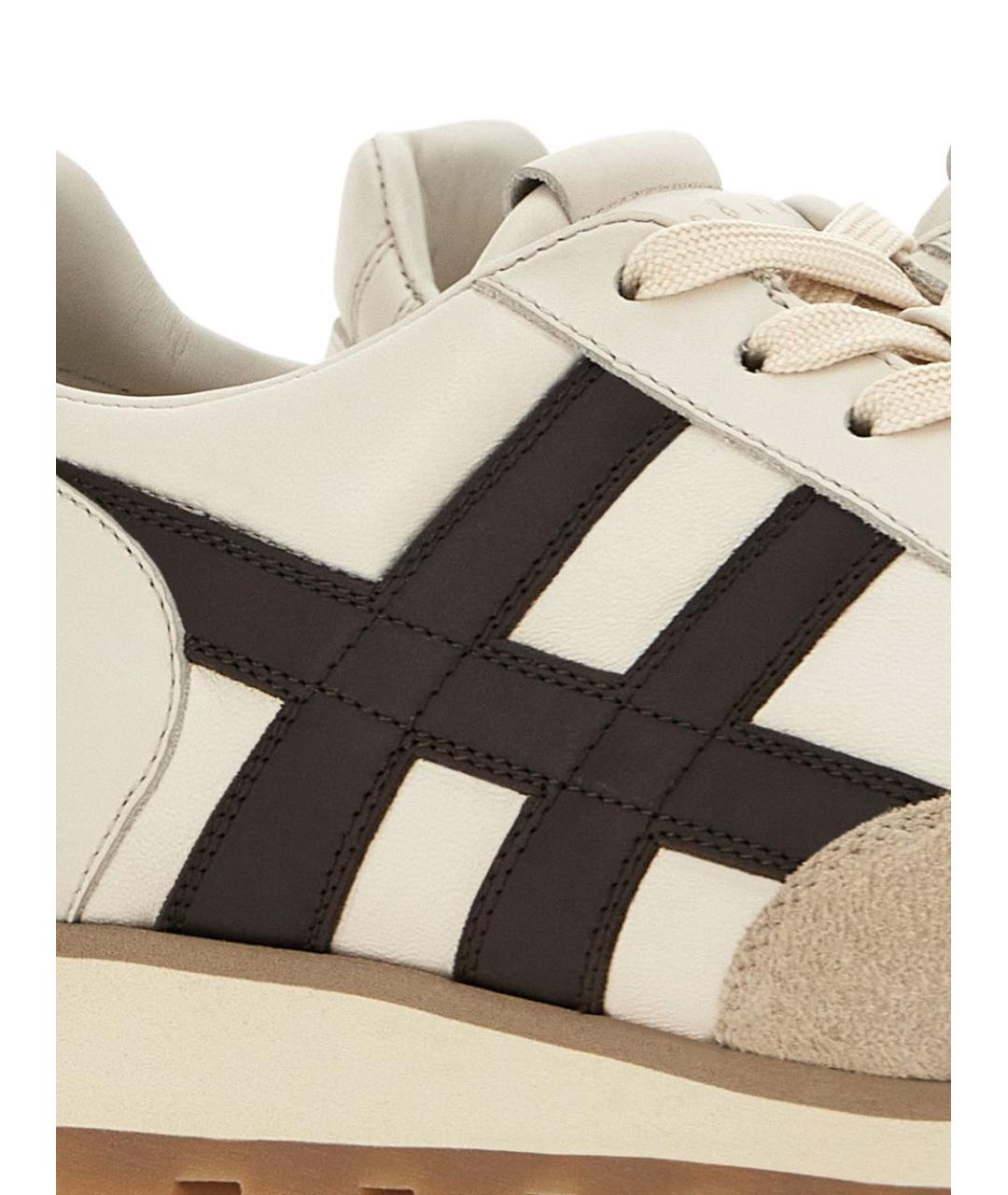 HOGAN Бежевые кожаные низкие кроссовки / кеды, фото 4