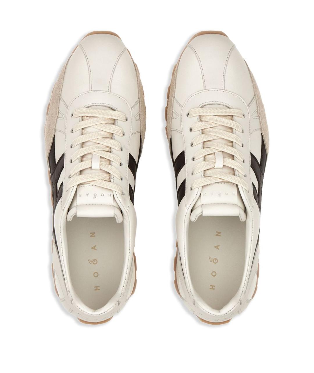 HOGAN Бежевые кожаные низкие кроссовки / кеды, фото 6