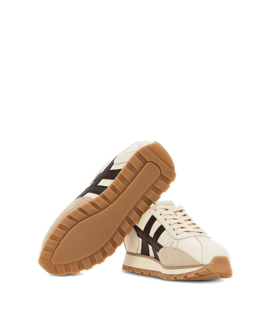 HOGAN Бежевые кожаные низкие кроссовки / кеды, фото 2
