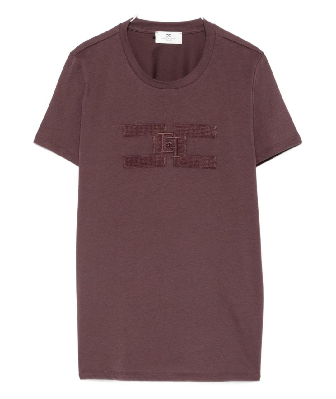 ELISABETTA FRANCHI Бордовая хлопковая футболка, фото 1