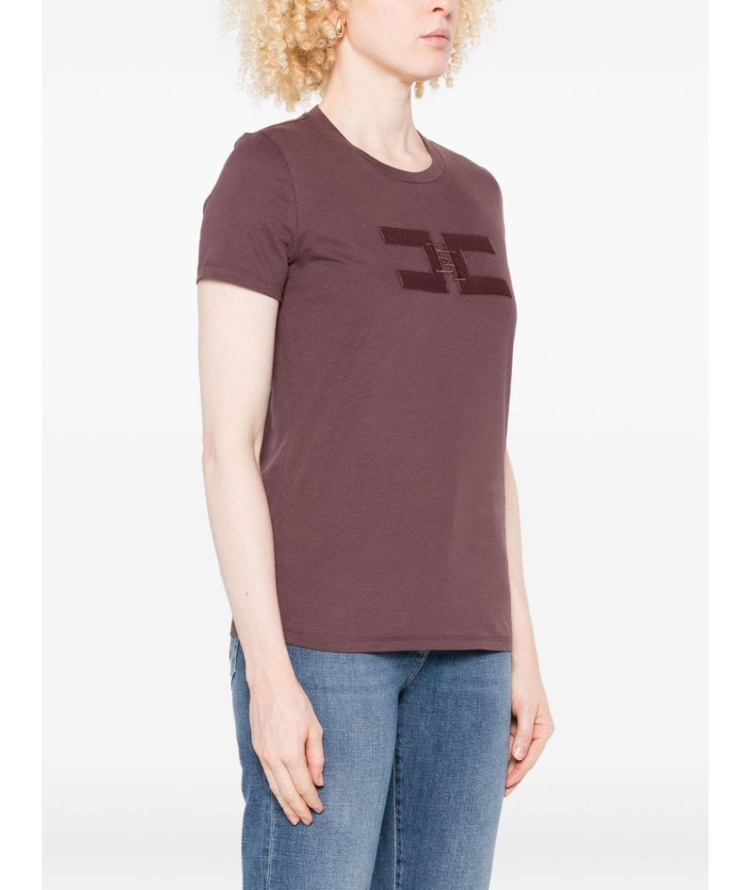 ELISABETTA FRANCHI Бордовая хлопковая футболка, фото 5