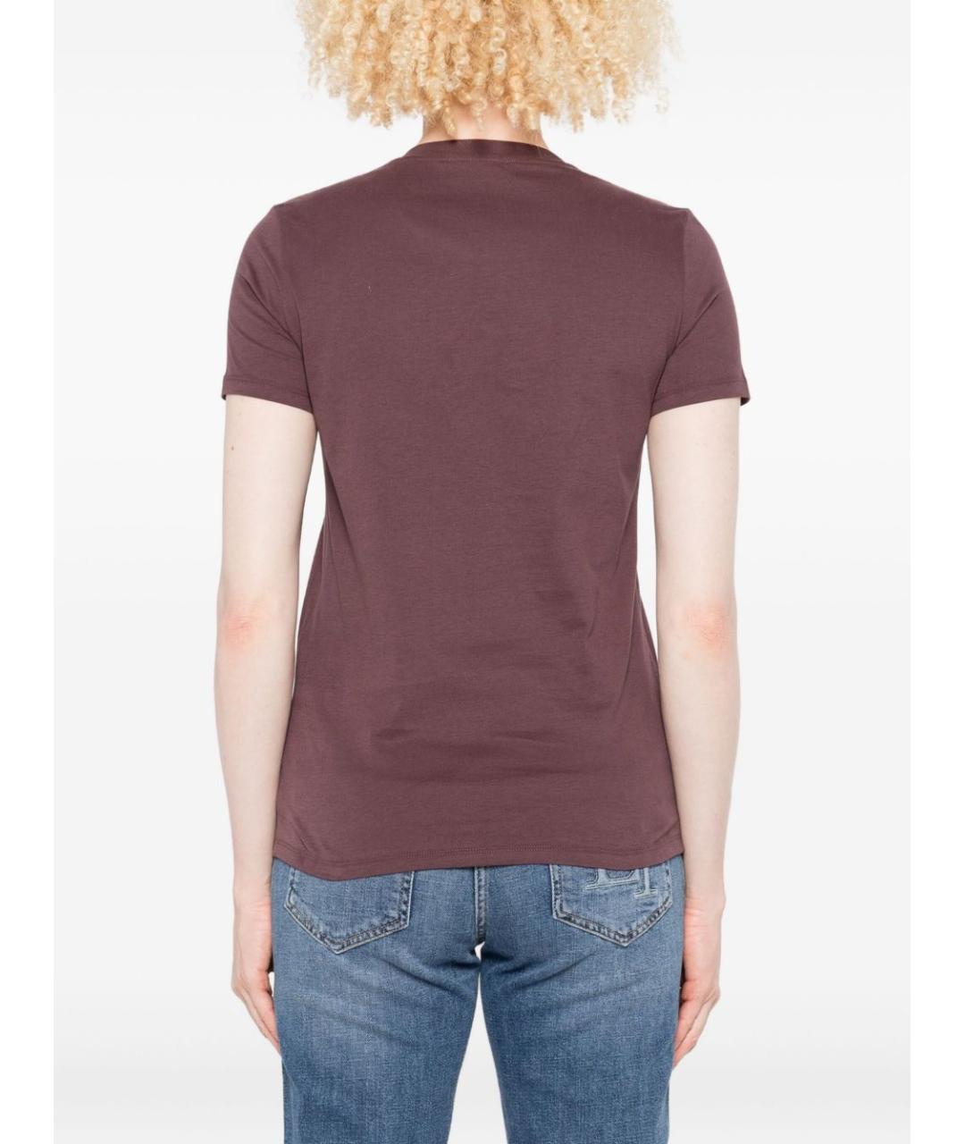 ELISABETTA FRANCHI Бордовая хлопковая футболка, фото 2