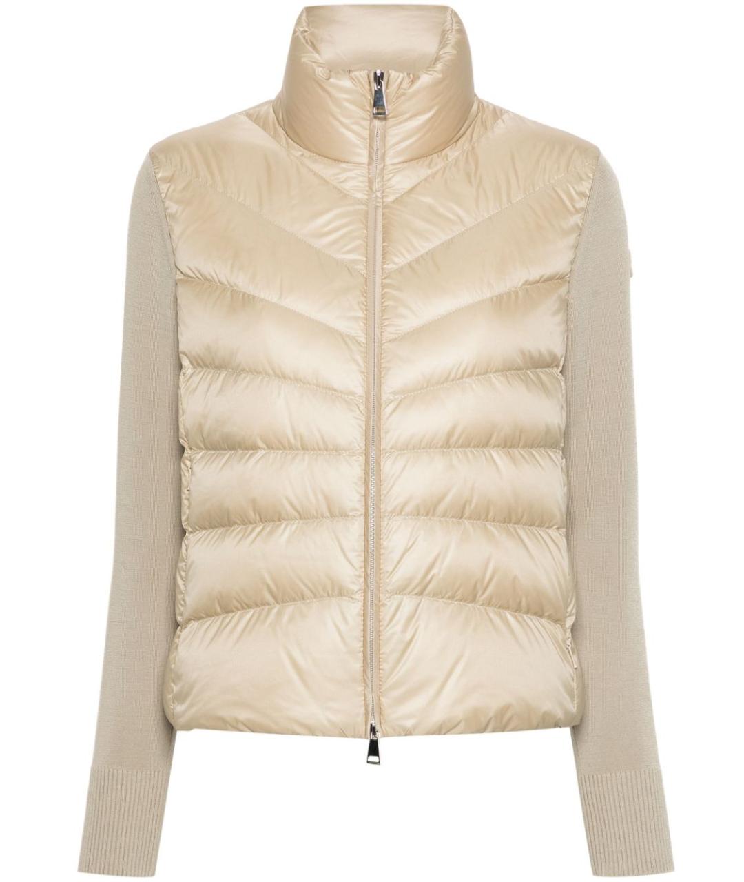 MONCLER Бежевый полиамидовый пуховик, фото 1