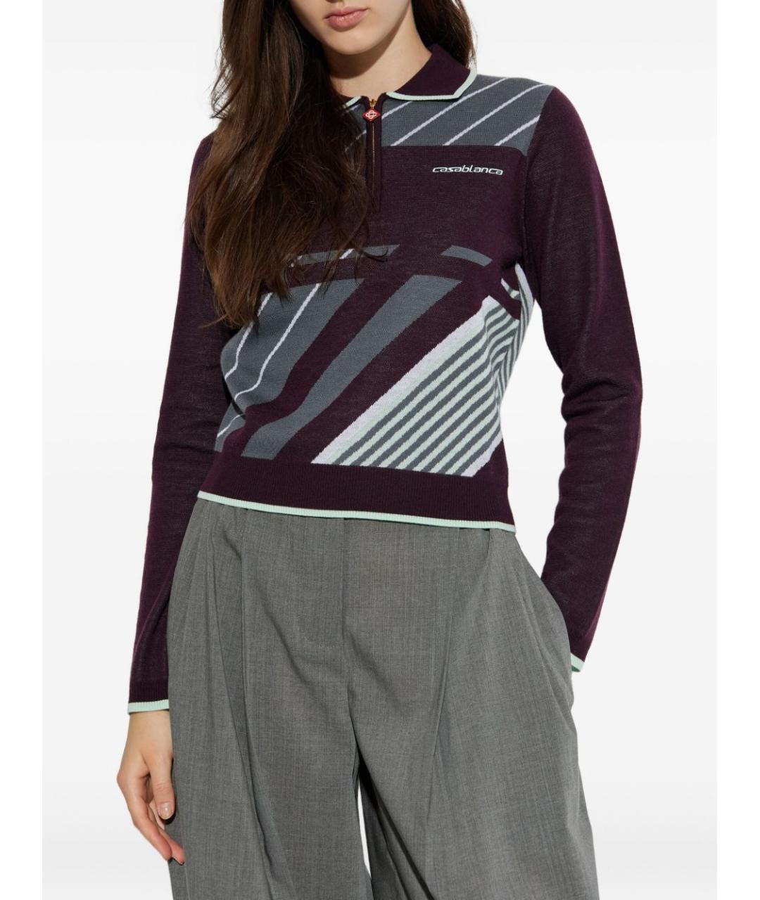 CASABLANCA Фиолетовый шерстяной джемпер / свитер, фото 4
