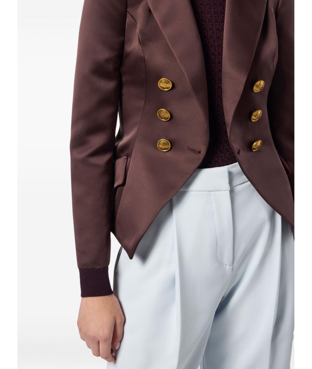 ELISABETTA FRANCHI Бордовый полиэстеровый жакет/пиджак, фото 3