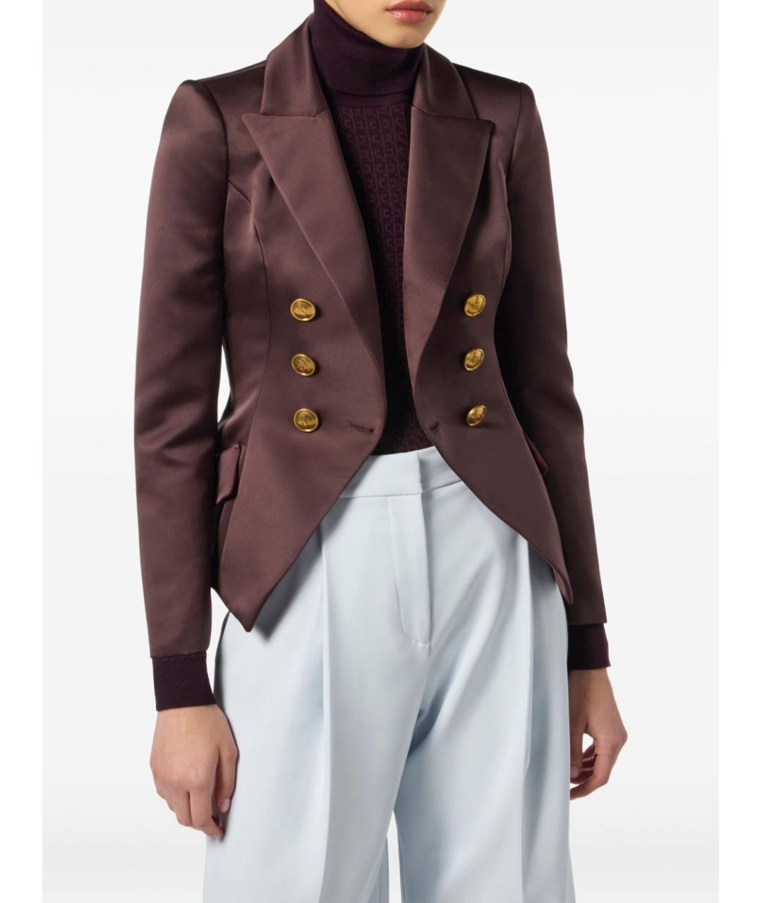 ELISABETTA FRANCHI Бордовый полиэстеровый жакет/пиджак, фото 5
