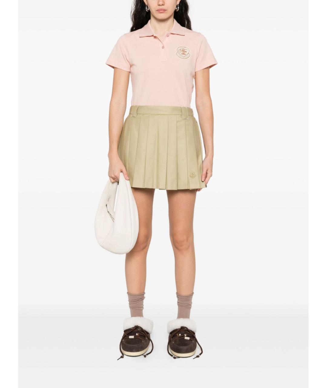 MONCLER Бежевая хлопковая юбка мини, фото 2