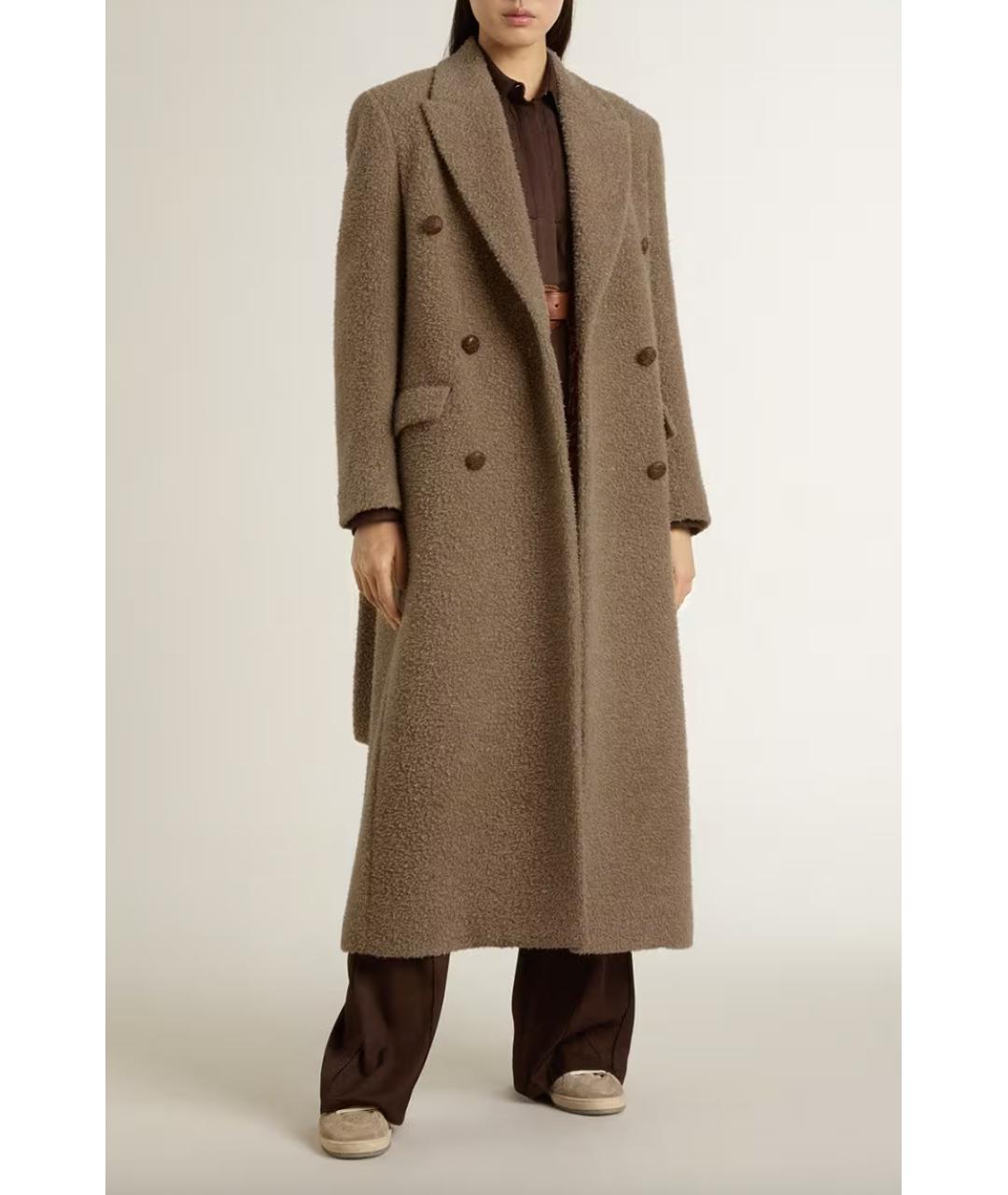 GOLDEN GOOSE DELUXE BRAND Бежевое шерстяное пальто, фото 4