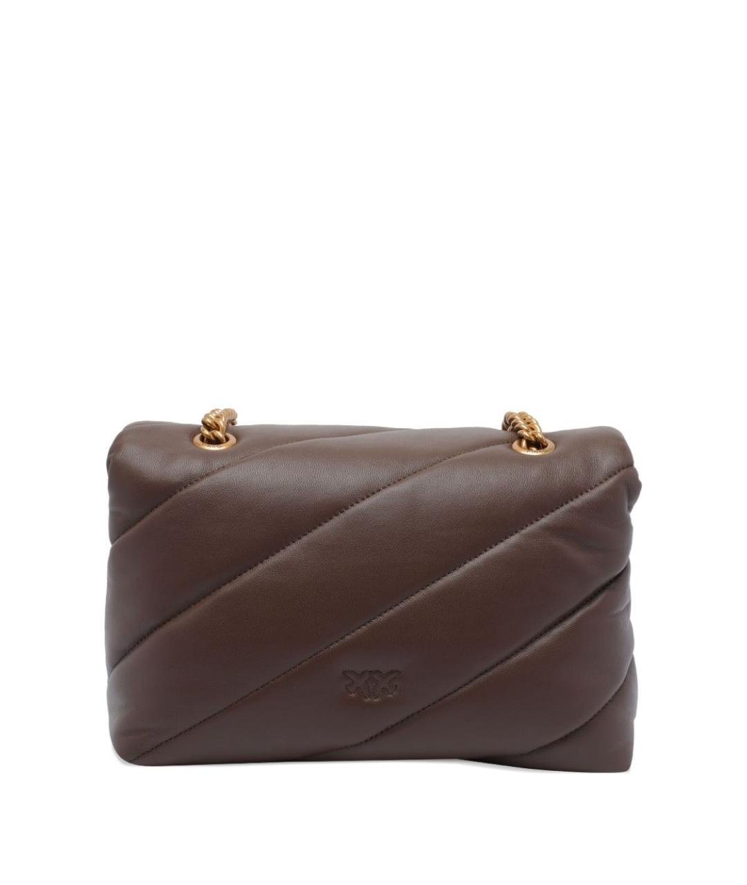 PINKO Коричневая кожаная сумка через плечо, фото 3