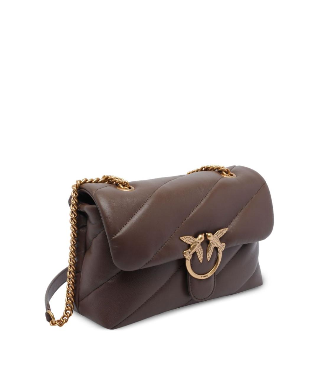 PINKO Коричневая кожаная сумка через плечо, фото 4