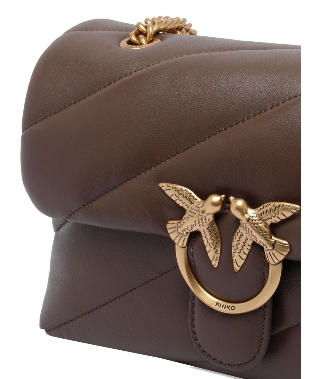 PINKO Коричневая кожаная сумка через плечо, фото 2