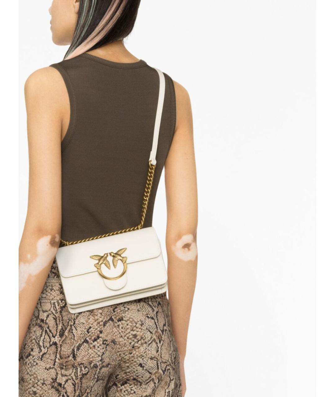 PINKO Белая кожаная сумка через плечо, фото 2