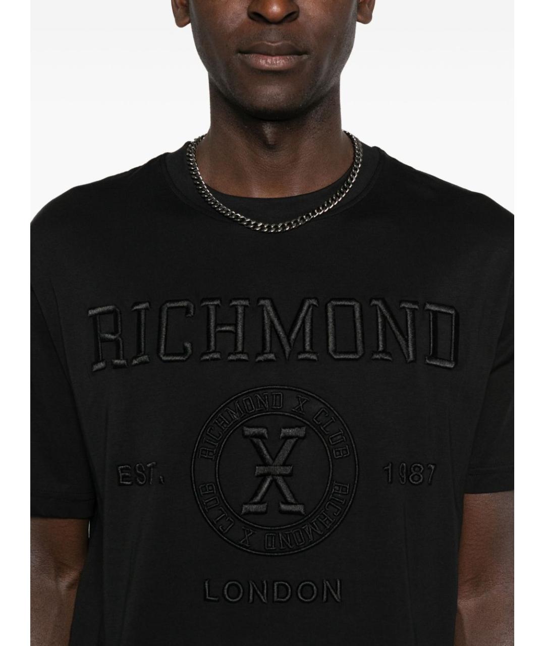 JOHN RICHMOND Черная хлопковая футболка, фото 2