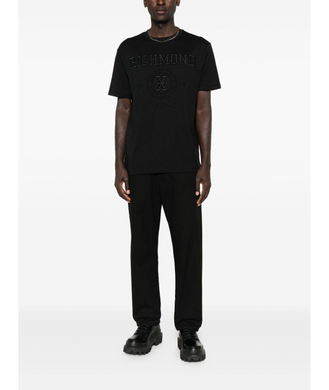 JOHN RICHMOND Черная хлопковая футболка, фото 4