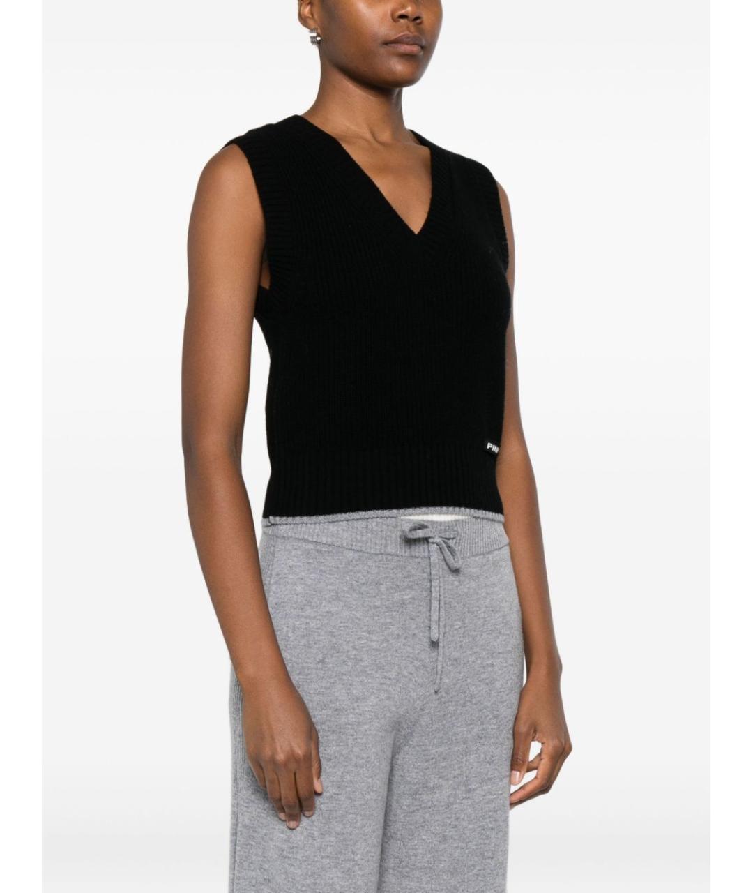PINKO Черная шерстяная жилетка, фото 2