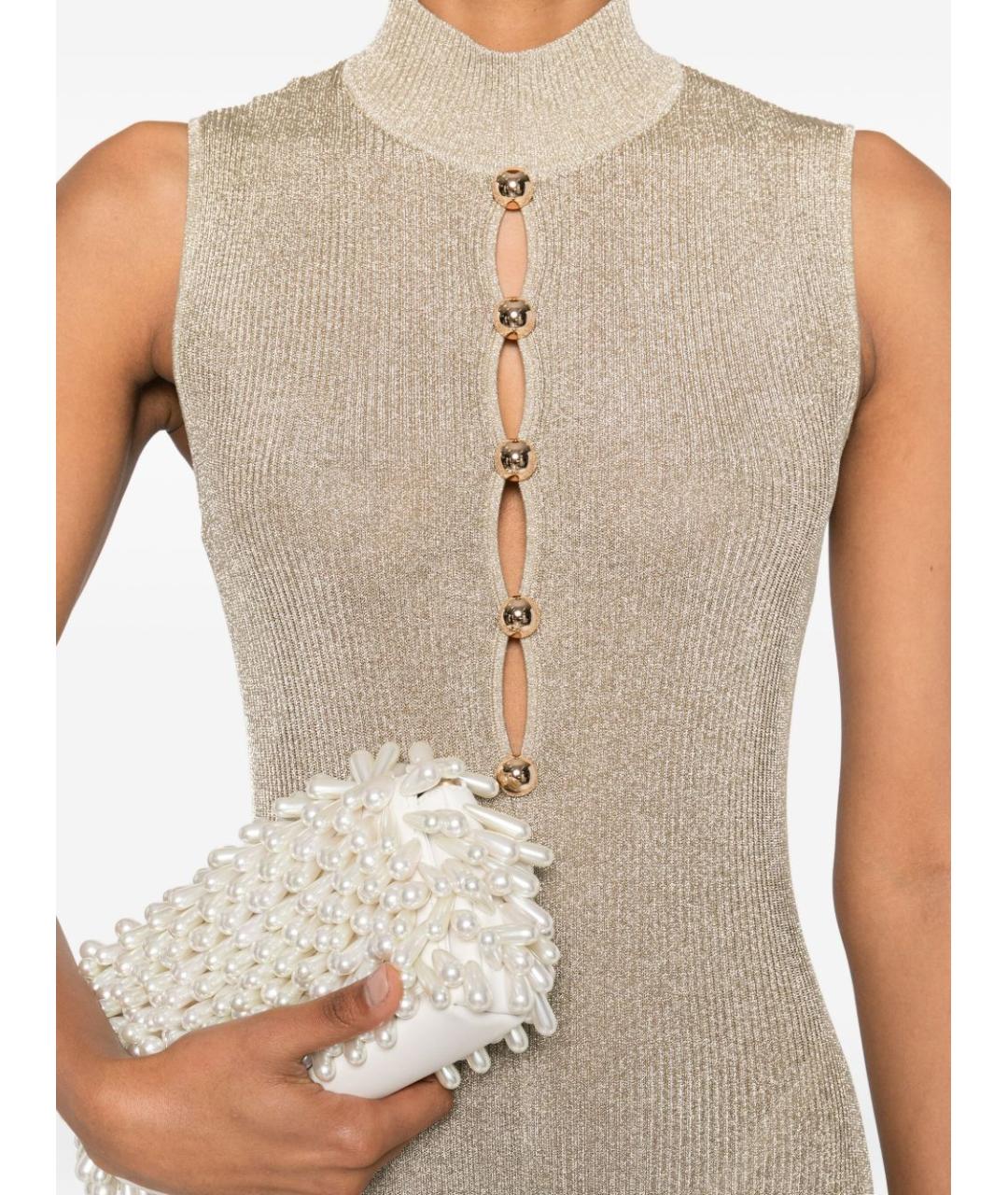 SELF-PORTRAIT Золотое вискозное коктейльное платье, фото 3