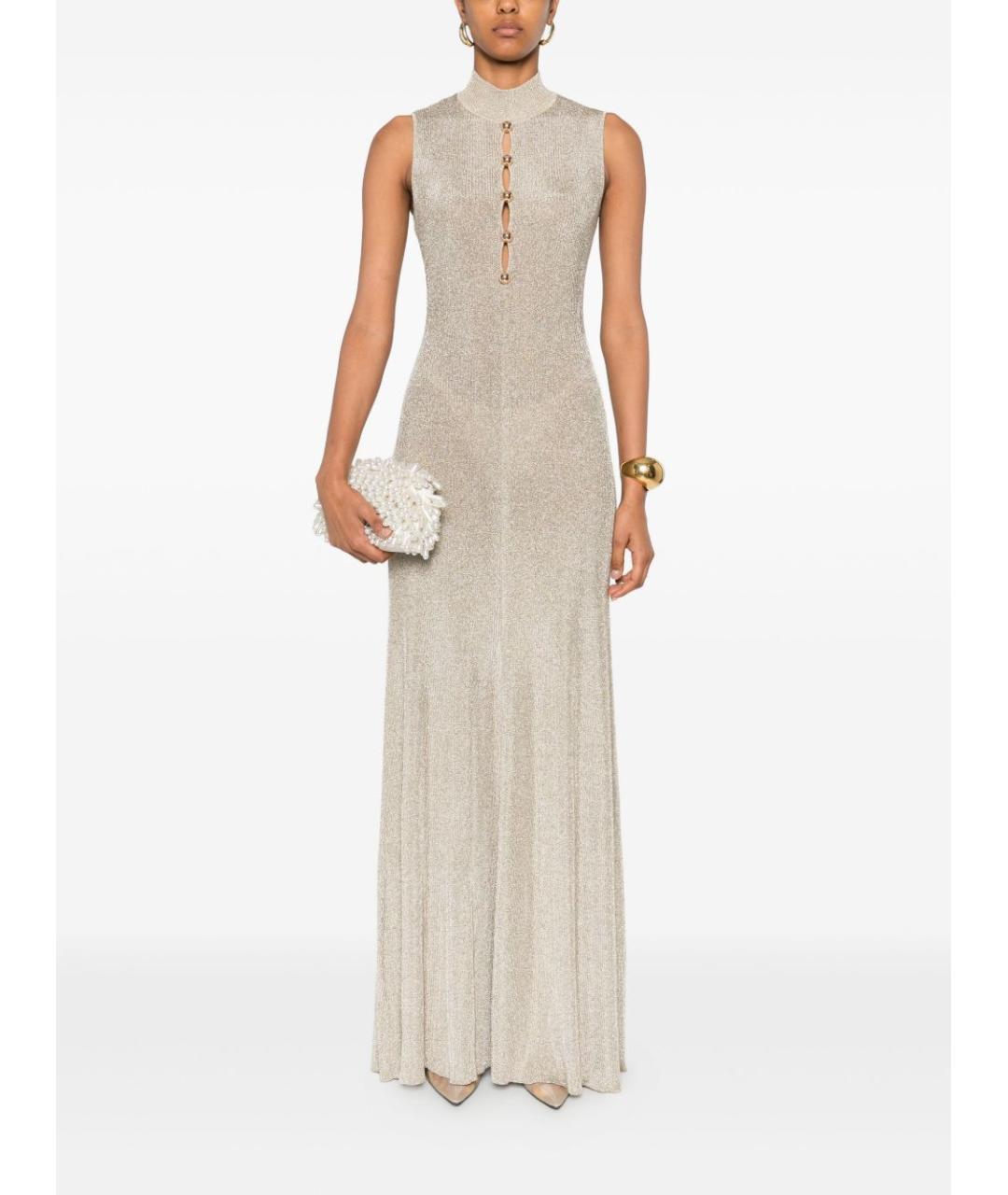 SELF-PORTRAIT Золотое вискозное коктейльное платье, фото 5