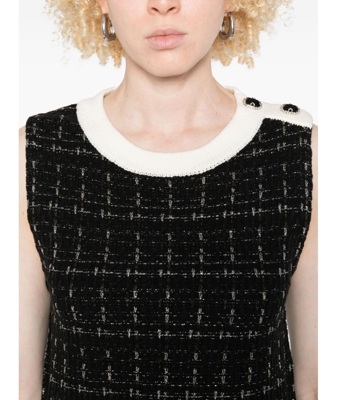 LIU JO Черное твидовое повседневное платье, фото 4