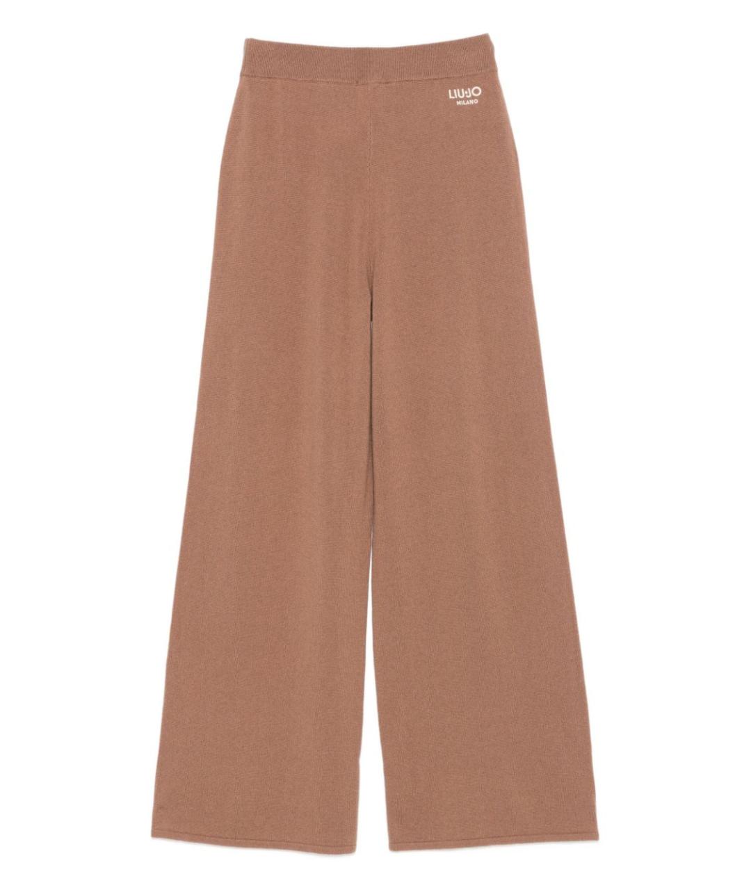 LIU JO Коричневые шерстяные прямые брюки, фото 2