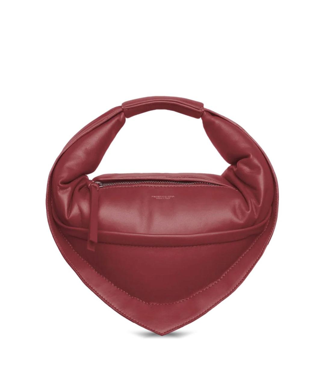 FEDERICO CINA Красная кожаная сумка с короткими ручками, фото 1