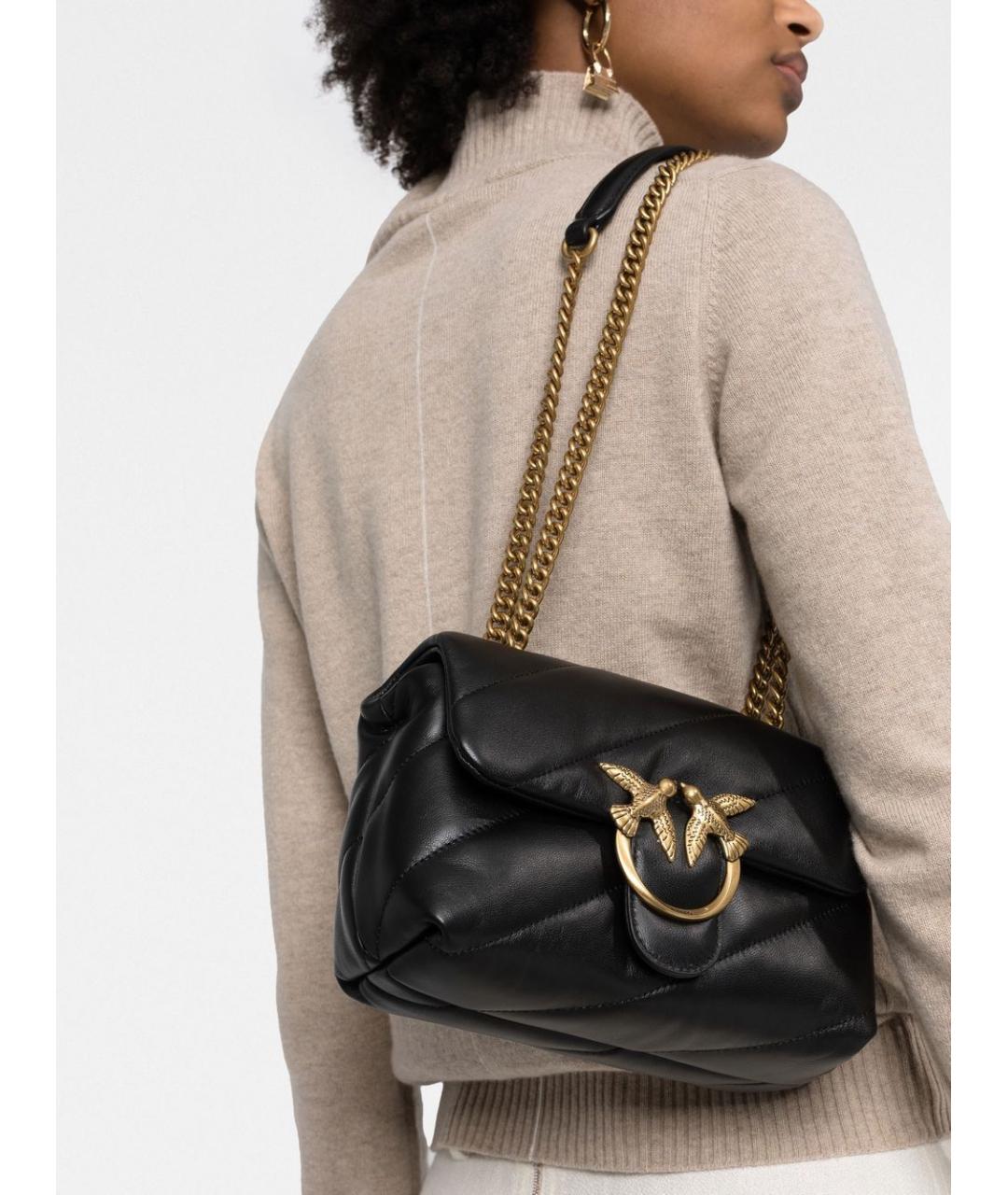 PINKO Черная кожаная сумка через плечо, фото 6