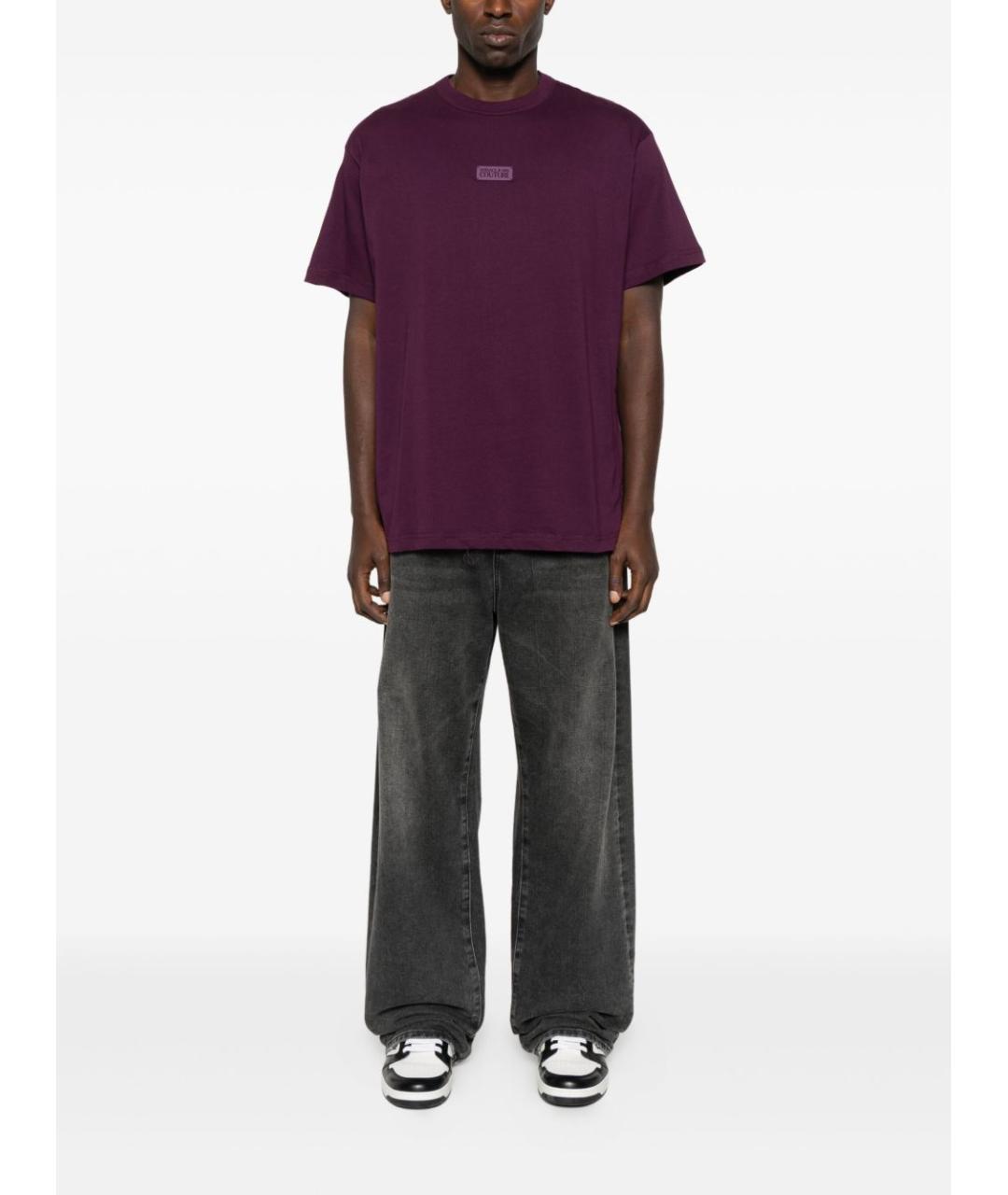 VERSACE JEANS COUTURE Бордовая хлопковая футболка, фото 2