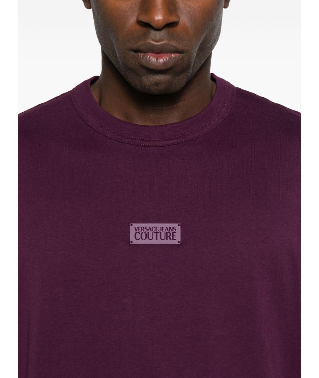 VERSACE JEANS COUTURE Бордовая хлопковая футболка, фото 3