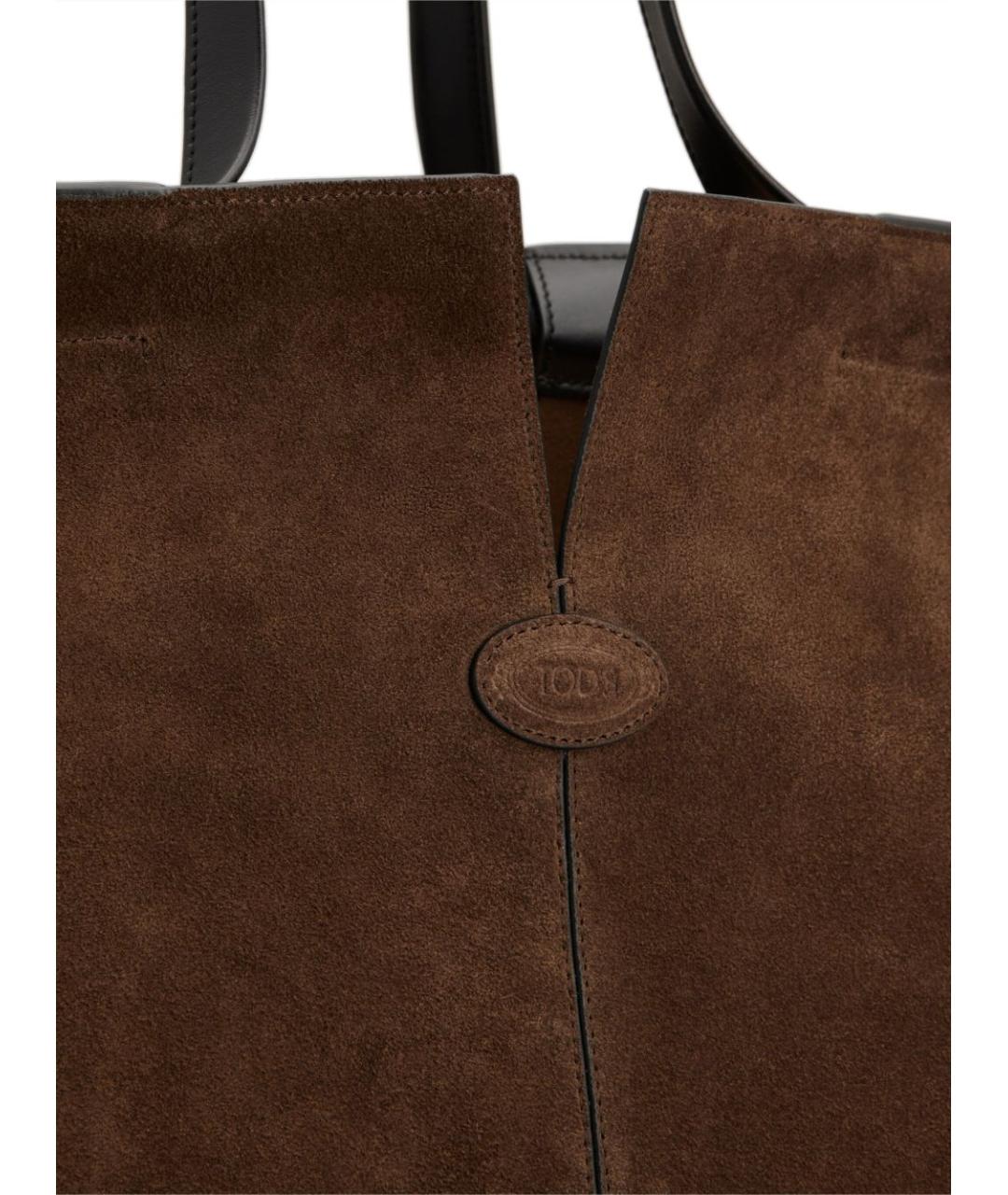 TOD'S Коричневая замшевая сумка тоут, фото 3