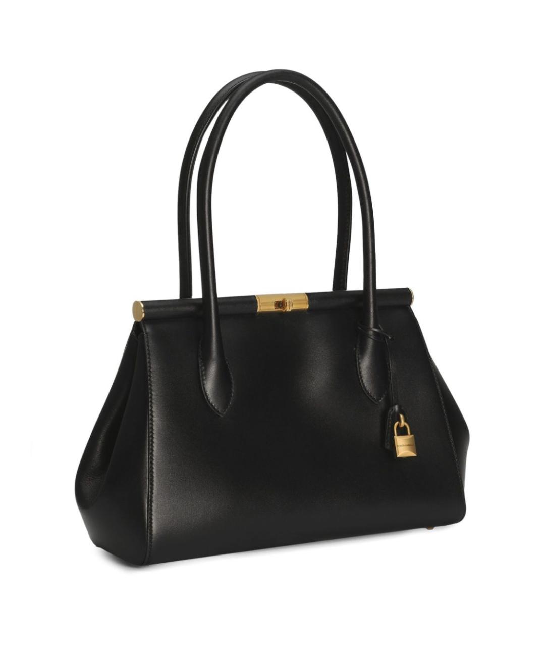 DOLCE&GABBANA Черная кожаная сумка тоут, фото 2