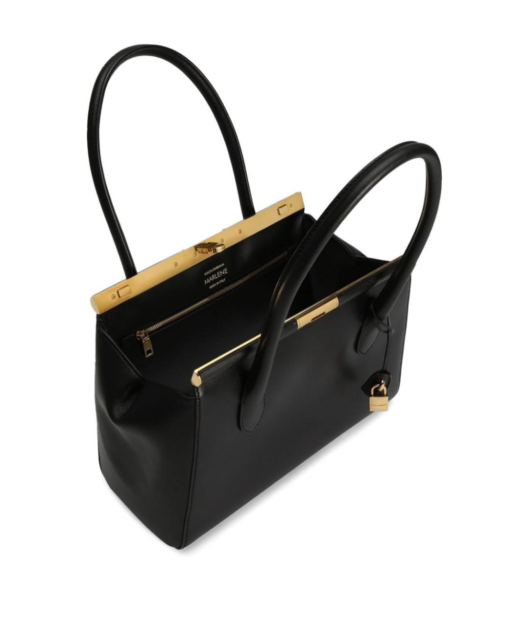 DOLCE&GABBANA Черная кожаная сумка тоут, фото 4