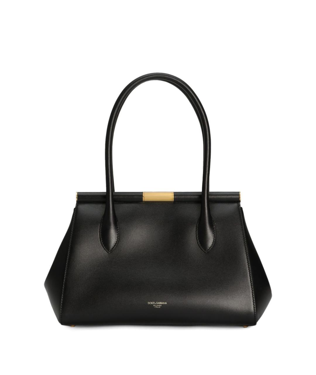 DOLCE&GABBANA Черная кожаная сумка тоут, фото 3