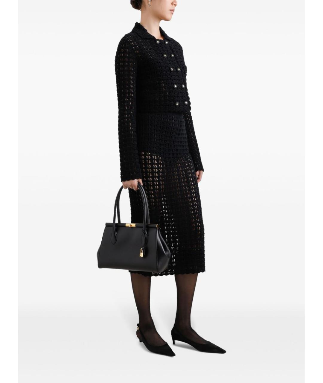 DOLCE&GABBANA Черная кожаная сумка тоут, фото 5