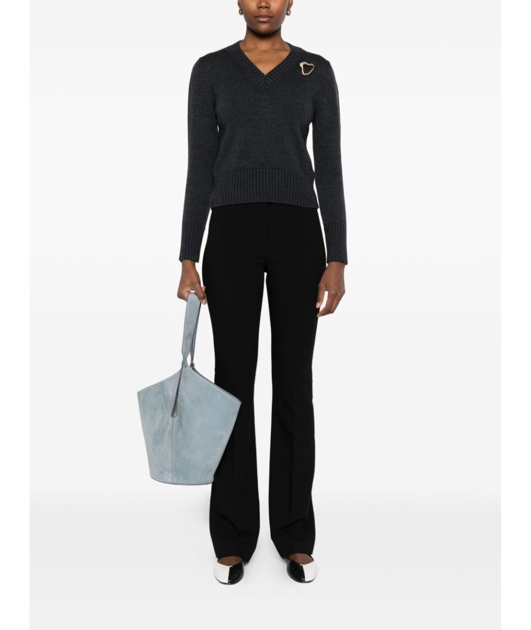 PINKO Черные полиэстеровые прямые брюки, фото 2