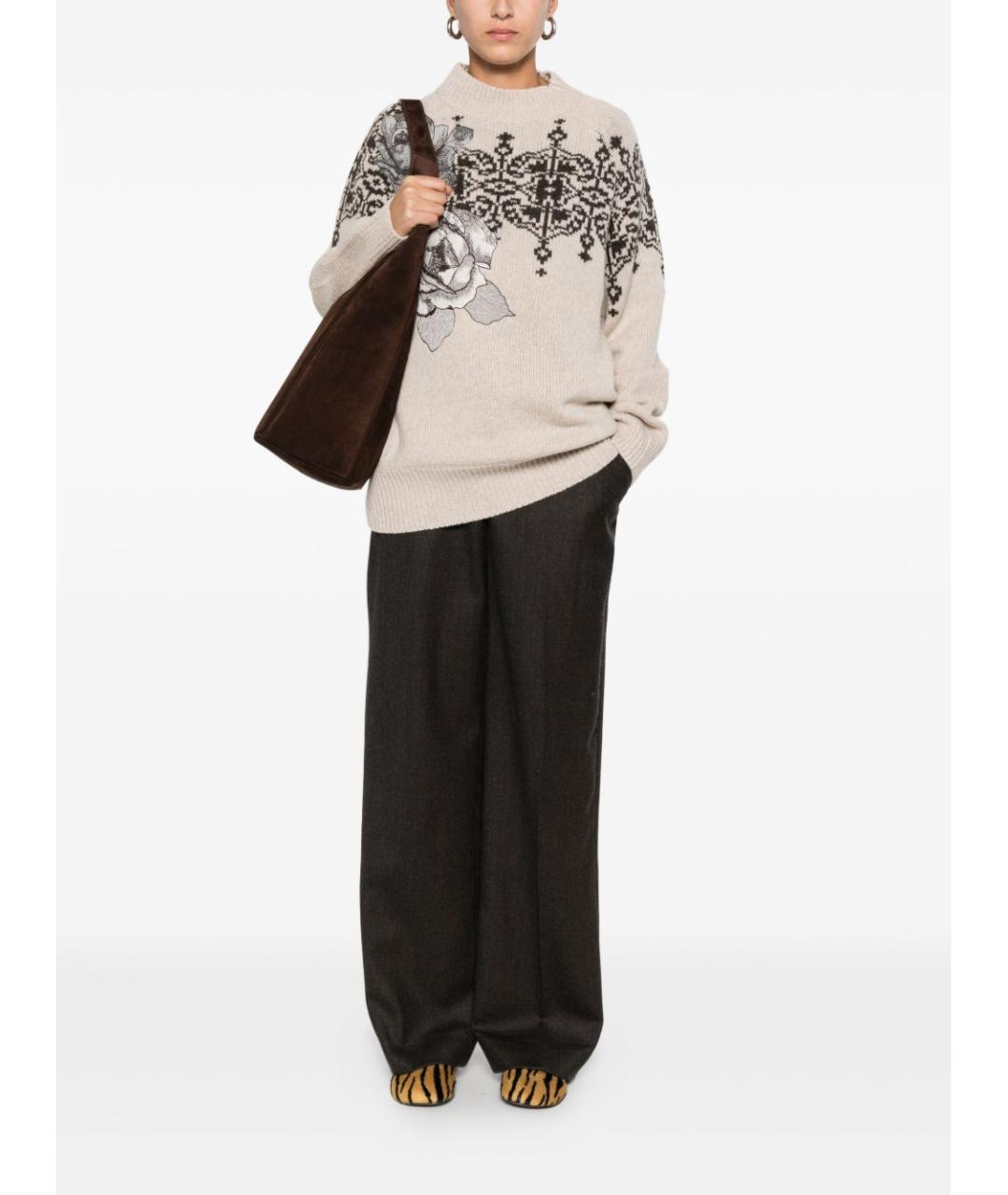 BLUGIRL Бежевый шерстяной джемпер / свитер, фото 2