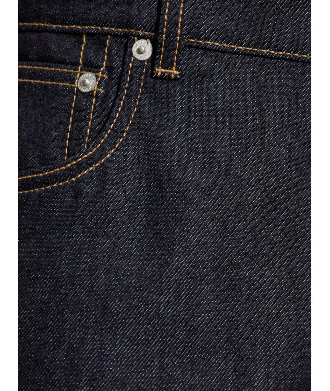 ALEXANDER MCQUEEN Темно-синие хлопковые прямые джинсы, фото 4