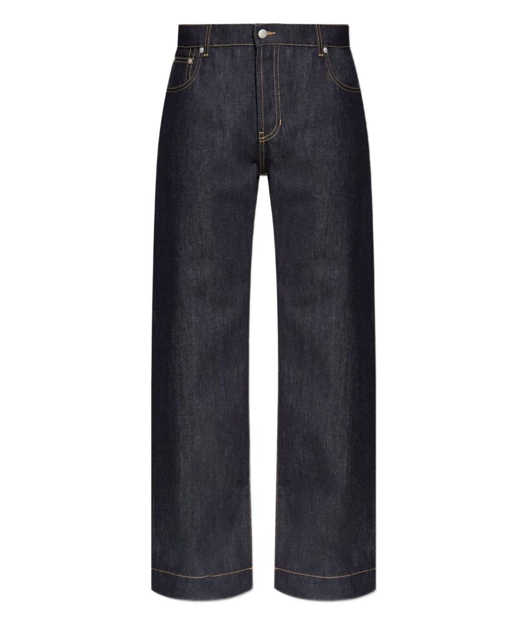 ALEXANDER MCQUEEN Темно-синие хлопковые прямые джинсы, фото 1