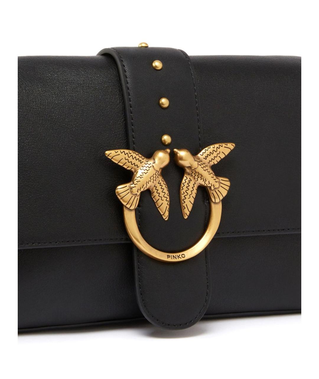 PINKO Черная кожаная сумка через плечо, фото 4