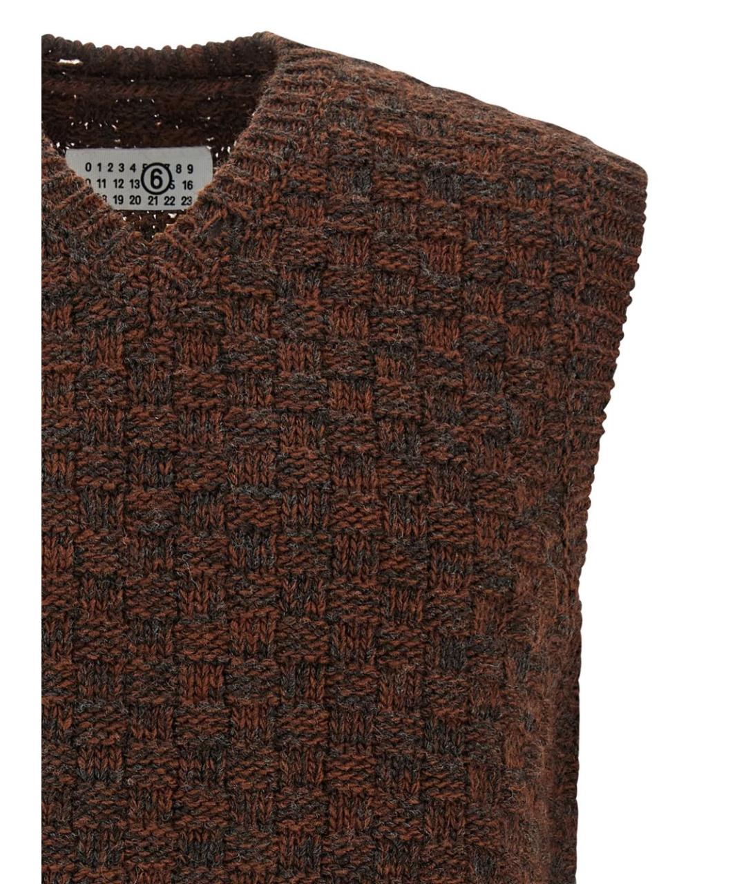 MM6 MAISON MARGIELA Коричневая шерстяная жилетка, фото 4