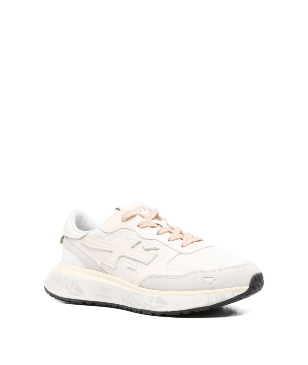 PREMIATA Бежевые кожаные кроссовки, фото 3