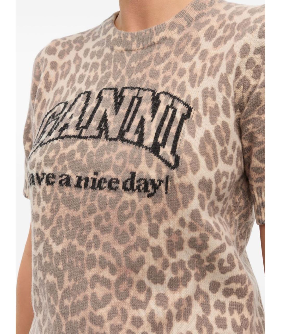 GANNI Мульти хлопковая футболка, фото 3