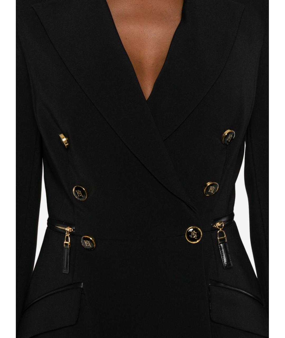ELISABETTA FRANCHI Черный полиэстеровый жакет/пиджак, фото 2